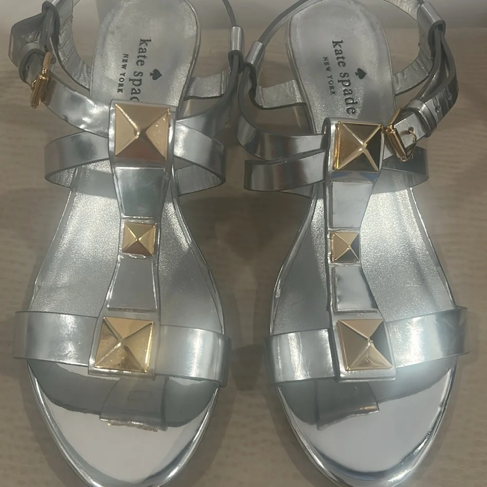 Kate Spade New York Silver Sandals with Gold Accents - Picture 13 of 13